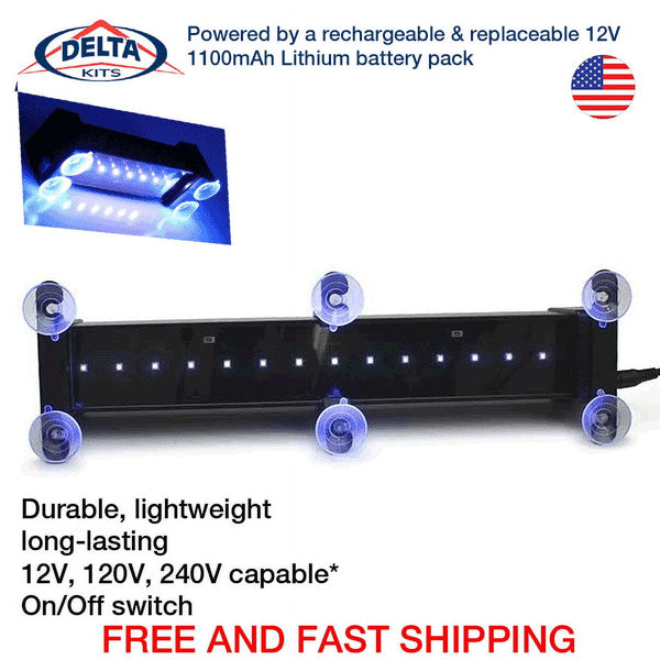 Delta Kits Ignite 6V LED UV Light with Batteries, Charger & Mount Ultraviolet Lamp, Men's