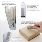 JAAGS  Razor Blades, 100 Pack, Steel Safety Box Cutter Replacement Blades, Removes Paint and Decals, Cuts Boxes and Cords, Fits Most Utility Knives