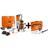 71700564090 FEIN 18V Cordless Magnetic Base Drill Kit 1-3/8 Inch Capacity with 5 HSS Annular Cutters, Dual 8.0Ah Batteries, Rapid Charger, Portable Metal Drill