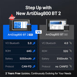 TOPDON ArtiDiag800BT 2 – Advanced Bluetooth Diagnostic Tool with CAN-FD & FCA Gateway Support, 28 Essential Service Functions, 64GB Storage, 5050mAh Battery, and Two Years Free Software Updates