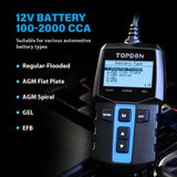 TOPDON BT100 12V Battery & Charging System Tester – Dealer-Level Accuracy for Automotive, Car, Motorcycle, Truck Systems
