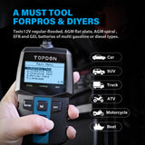 TOPDON BT100 12V Battery & Charging System Tester – Dealer-Level Accuracy for Automotive, Car, Motorcycle, Truck Systems