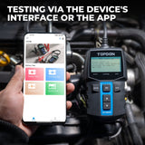 TOPDON BT100W Bluetooth Battery Tester, Wireless 12V Automotive Battery & Charging System Analyzer, Digital Car Battery Tester with App Support, Battery Health, Cranking & Charging Test, Multilingual LCD Display