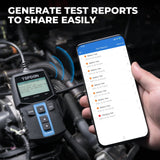 TOPDON BT100W Bluetooth Battery Tester, Wireless 12V Automotive Battery & Charging System Analyzer, Digital Car Battery Tester with App Support, Battery Health, Cranking & Charging Test, Multilingual LCD Display