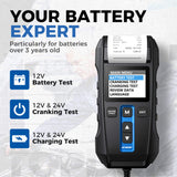 TOPDON BT300P Battery Tester | 12V Battery Analyzer for Flooded, AGM, GEL & EFB | Measures CCA, SoH, Charging Performance | Instant Health Report & Printable Results | Technician & DIY Use