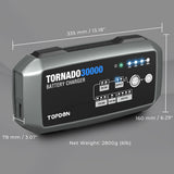 TOPDON Tornado30000 Smart Battery Charger | 6V/12V/24V Lead-Acid & Lithium | 9-Step Smart Charging, 12 Modes, Multi-Battery Support, Power Supply Function