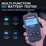 TOPDON BT50 Battery Tester – 12V Lead-Acid Battery, Charging & Cranking Analyzer with Conductance Technology, Spark-Free Safety & Reverse Polarity Protection, Data Review, Multilingual