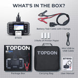 BT600 12V/24V Battery & System Tester with Built-in Printer – Advanced Conductivity Testing, Cold Cranking Amp Measurement, and Real-Time Report