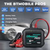 TOPDON BTMobile ProS 12V Wireless Battery Tester | Professional Battery Analyzer for Flooded, AGM, GEL, EFB | Tests 100–2000 CCA, Cranking, Charging & Battery Health | Reverse Polarity Protection