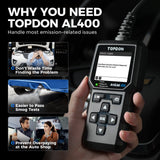 TOPDON ArtiLink400 OBD2 Scanner | Check Engine Code Reader for All OBDII Vehicles 1996 & Newer | Reads & Clears DTCs, Live Data, I/M Readiness, EVAP, O2 Sensor & Onboard Monitor Tests