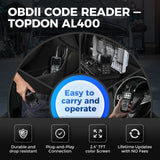 TOPDON ArtiLink400 OBD2 Scanner | Check Engine Code Reader for All OBDII Vehicles 1996 & Newer | Reads & Clears DTCs, Live Data, I/M Readiness, EVAP, O2 Sensor & Onboard Monitor Tests
