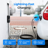 TOPDON PulseQ AC Portable: Mobile EV charger with plug-and-charge or scheduled modes, real-time LCD, adjustable current, IP65/NEMA4 durable, multi-safety protection, 3.8–7.7kW output, portable and easy to use.
