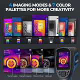 TC005 Handheld Thermal Camera | 256×192 IR Sensor | −20°C to 550°C (−4°F to 1022°F) | 12-Hour Runtime | 56° FOV, 4 Imaging Modes, Pseudo-Color, 2MP Visible Camera, Picture-in-Picture, PC Projection | IP54 Rugged Design