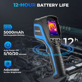 TC005 Handheld Thermal Camera | 256×192 IR Sensor | −20°C to 550°C (−4°F to 1022°F) | 12-Hour Runtime | 56° FOV, 4 Imaging Modes, Pseudo-Color, 2MP Visible Camera, Picture-in-Picture, PC Projection | IP54 Rugged Design