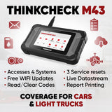 ThinkCar ThinkCheck M43 - 5" OBD2 Scanner Vehicle Diagnostic Car Code Reader ABS, SRS, ECM, TCM