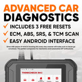 ThinkCar ThinkCheck M43 - 5" OBD2 Scanner Vehicle Diagnostic Car Code Reader ABS, SRS, ECM, TCM