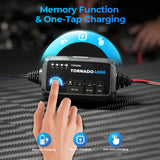 TOPDON Tornado4000 Smart Battery Charger & Maintainer | 6V/12V Lead-Acid & 12V Lithium | 9-Step Smart Charging | 5 Charging Modes | IP65 Water-Resistant