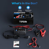 TOPDON Tornado4000 Smart Battery Charger & Maintainer | 6V/12V Lead-Acid & 12V Lithium | 9-Step Smart Charging | 5 Charging Modes | IP65 Water-Resistant