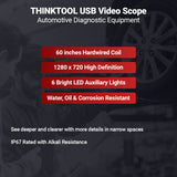 ThinkCar USB Video Scope (USB) - 60" USB Video Inspection Scope Camera with Led Light For Automotive Diagnostic Equipment -