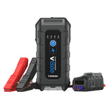 TOPDON V1500: Portable 1500A jump starter for 12V batteries up to 6.5L gas/4L diesel, doubles as a power bank, features 300-lumen LED, BOOST function, and 6 safety protections.