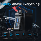 TOPDON V2200 – Portable 2200A peak jump starter and 16,000mAh power bank for 12V lead-acid batteries. Starts up to 8L gas or 6L diesel engines, powers electronics, and features a 300-lumen LED flashlight with SOS/strobe modes.