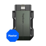 TopScan Master diagnostic scanner with gray and black body, metal connector port on top, and blue Master badge label.