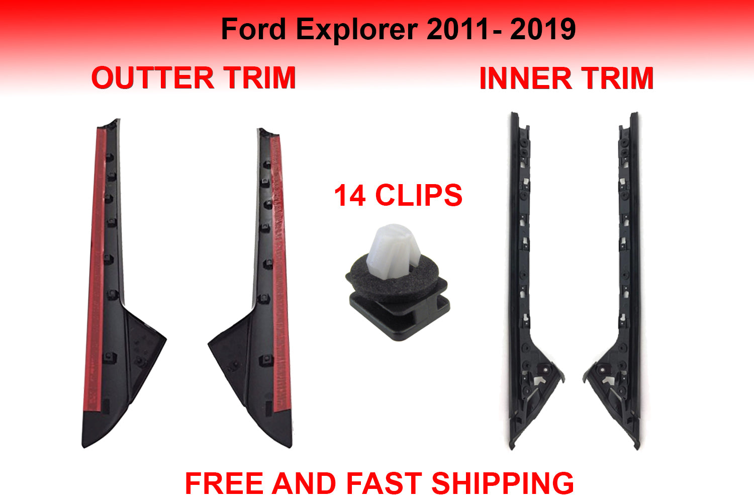 Ford Explorer Pillar Molding Windshield Outer Pillar Molding Trim Set For 2011-2019 Ford Explorer – Left & Right Side Black Body Moldings & Trims For - Foto 4